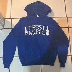 Hanes Blue Kids Hoodie with Frost Music Design